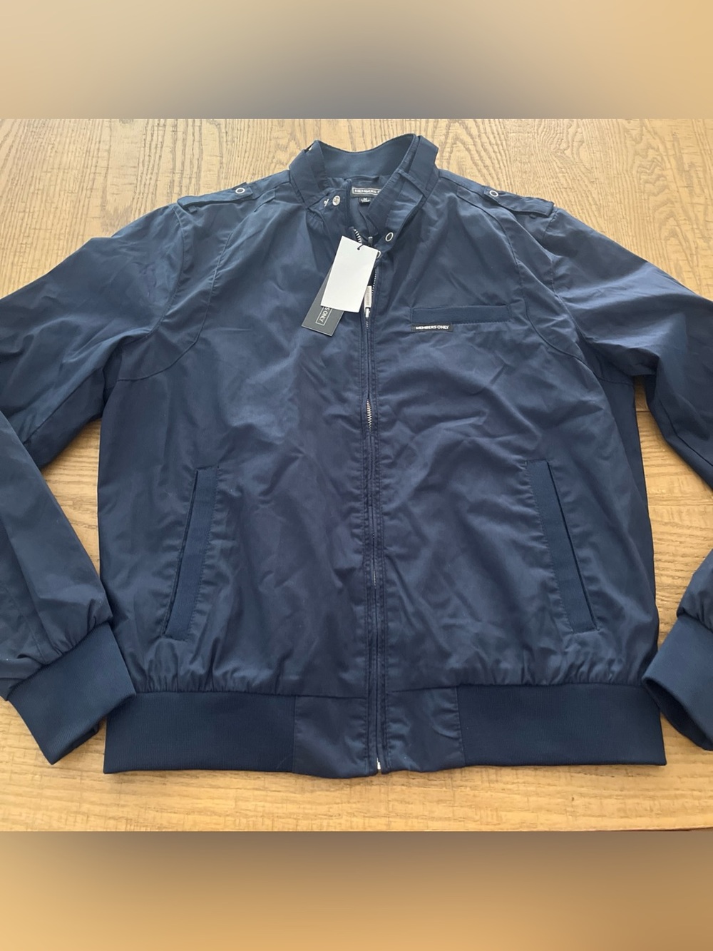 Members Only Jacket Mens Medium Navy Blue Bomber Full Zip W/ Pockets